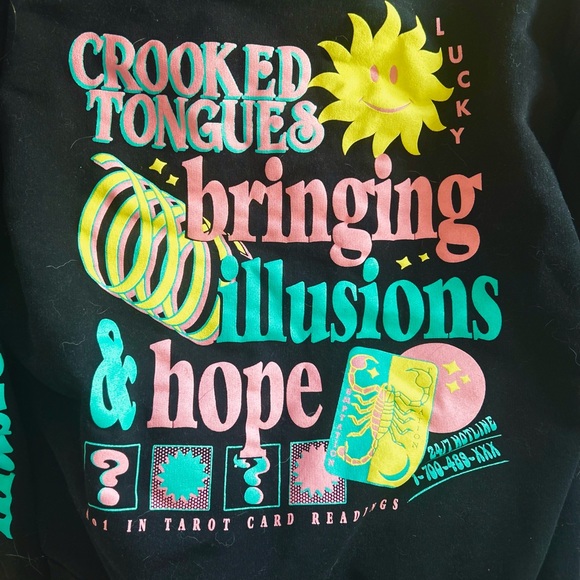 Black, Retro Crooked Tongues Men’s Medium Hoodie - Picture 2 of 16